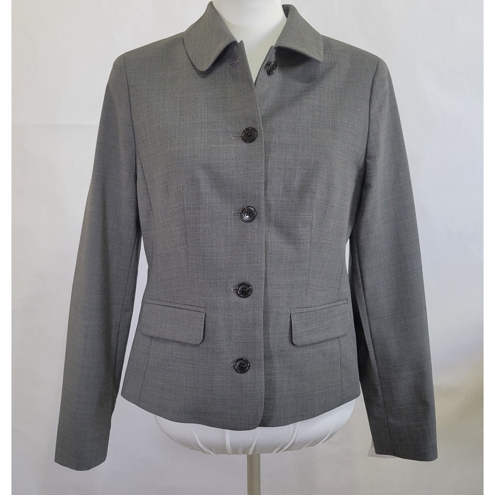 Lands End gray button up lined blazer size 4 NWT